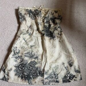 PrettyLittleThing Beige and Black Strapless Dress